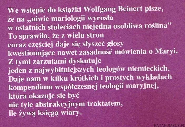 Drogi i bezdroża mariologii. WOLFGANG BEINERT