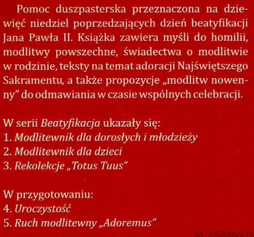 Beatyfikacja. Nowenna Niedziel. RED. KS. STANISŁAW SZCZEPANIEC