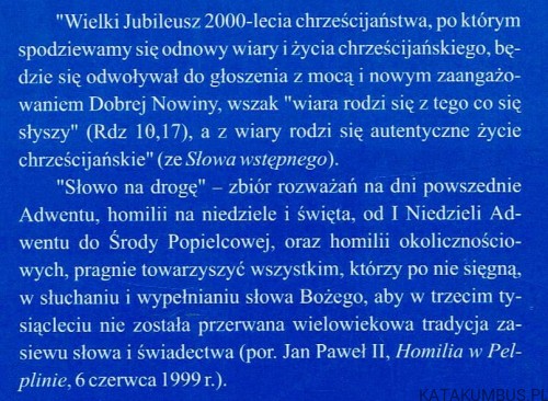 Słowo na drogę cz. 1 Rok B. Red. ks. ADAM NITA