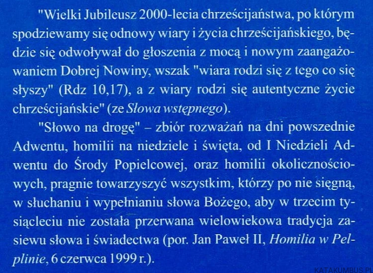 Słowo na drogę cz. 1 Rok B. Red. ks. ADAM NITA