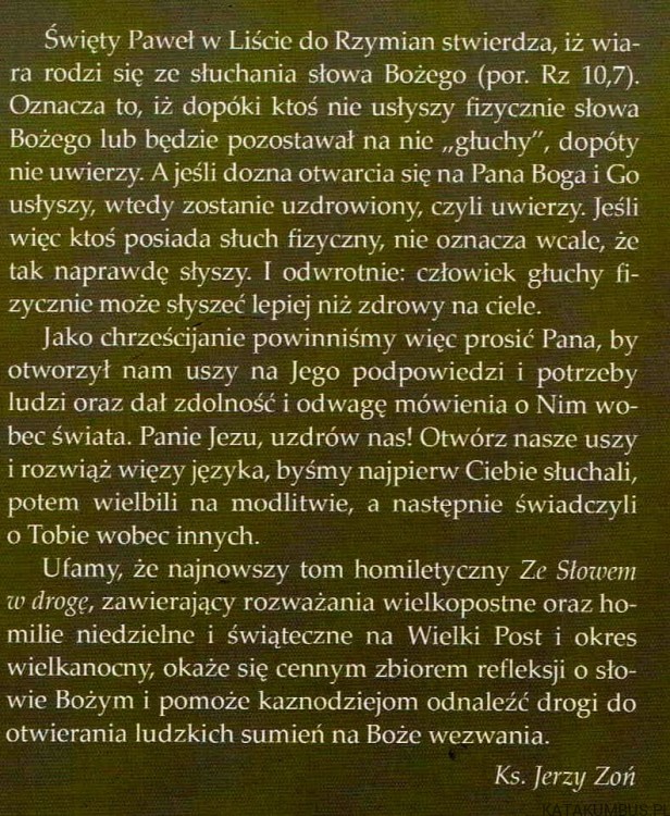 Ze Słowem w drogę Rok A cz. 2. Jerzy Zoń