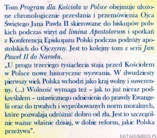 Program dla Kościoła w Polsce. Jan Paweł II do Narodu