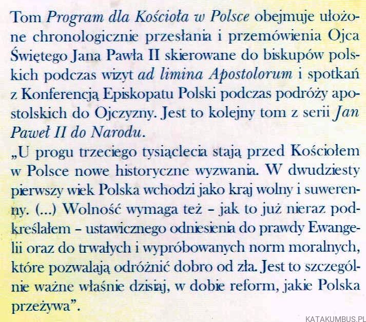 Program dla Kościoła w Polsce. Jan Paweł II do Narodu